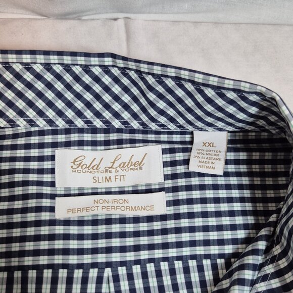 Roundtree & Yorke Gold Label Men's Shirt Size XXL Short Sleeve Blue Plaid (55) - Picture 6 of 10